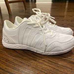 Women’s white I infinity cheer shoes